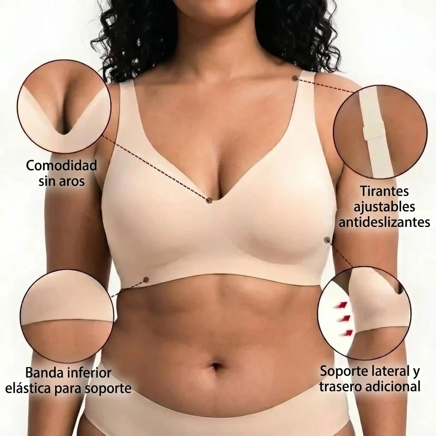 Sujetador sin aros con escote en V